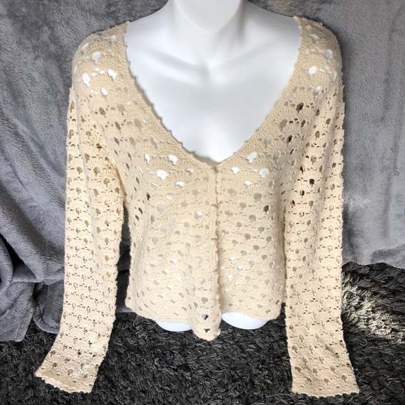 Lilly Pulitzer Sweaters - Lilly Pulitzer Cream Crochet Cardigan Sweater EUC